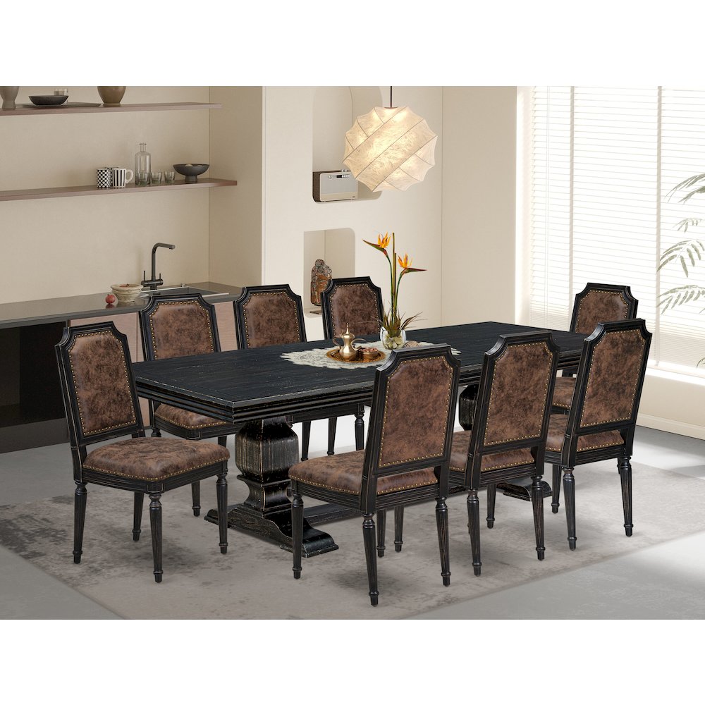 9 piece Dining Table Set consists of a Dining Table and 8 Kitchen Chairs. Picture 5