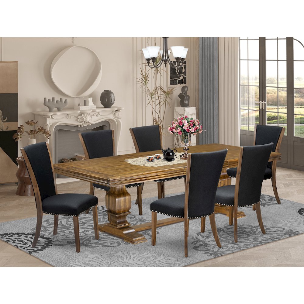 7 piece Mid Century Dining Table Set of a Dining Table and 6 Kitchen Chairs. Picture 5