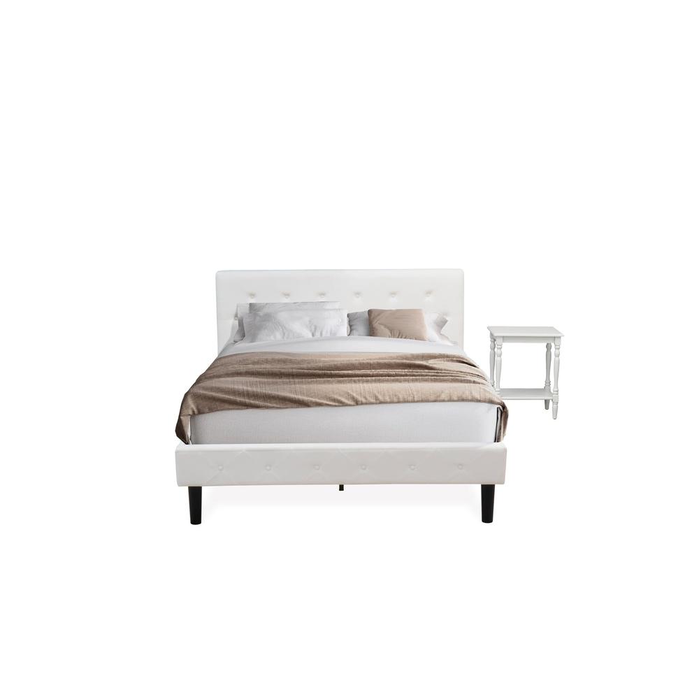 NL19Q-1BF14 2 Piece Bedroom Set - 1 Queen Bed White Velvet Fabric Headboard and 1 Modern Nightstand - Urban Gray Finish Nightstand. Picture 1