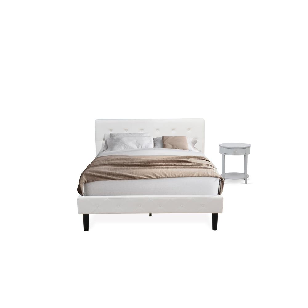 NL19Q-1HI14 2 Piece Queen Bedroom Set - 1 Bed White Velvet Fabric Headboard and 1 Night Stand - Urban Gray Finish Nightstand. Picture 1