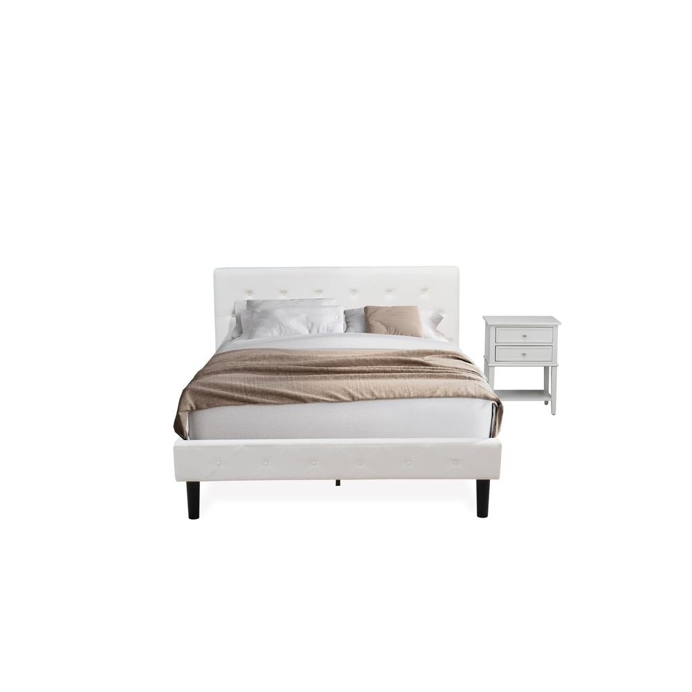 NL19Q-1VL14 2 Pc Bed Set - 1 Queen Bed White Velvet Fabric Headboard and 1 Night Stand - Urban Gray Finish Nightstand. Picture 1