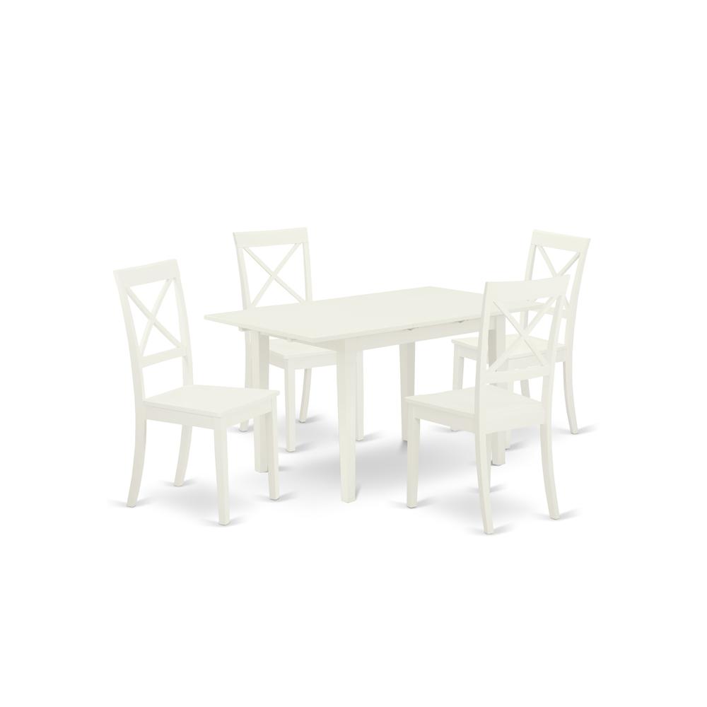 Dining Table- Dining Chairs, NOBO5-WHI-W. Picture 1