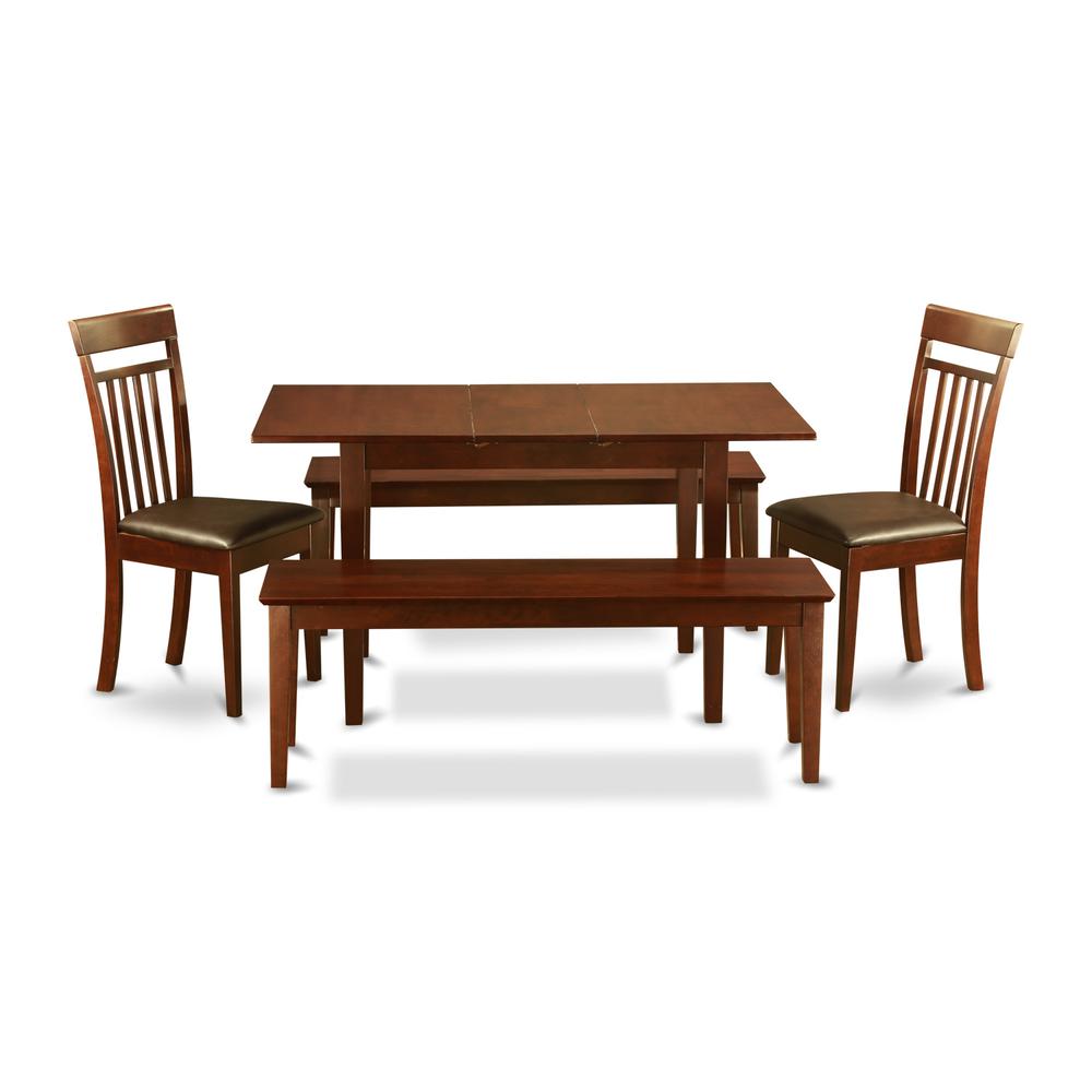 5  PC  Kitchen  set-Table  with  Leaf  plus  2  Kitchen  Chairs  and  2  Benches. Picture 1