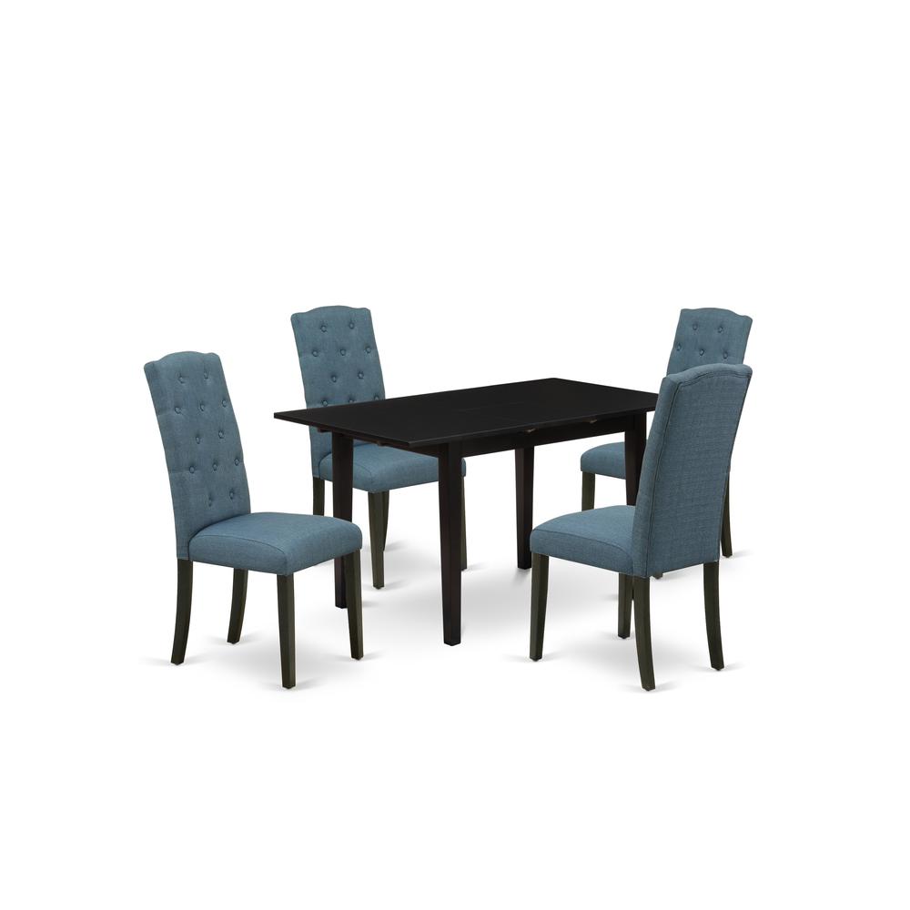 Dining Table- Dining Chairs, NOCE5-BLK-21. Picture 1