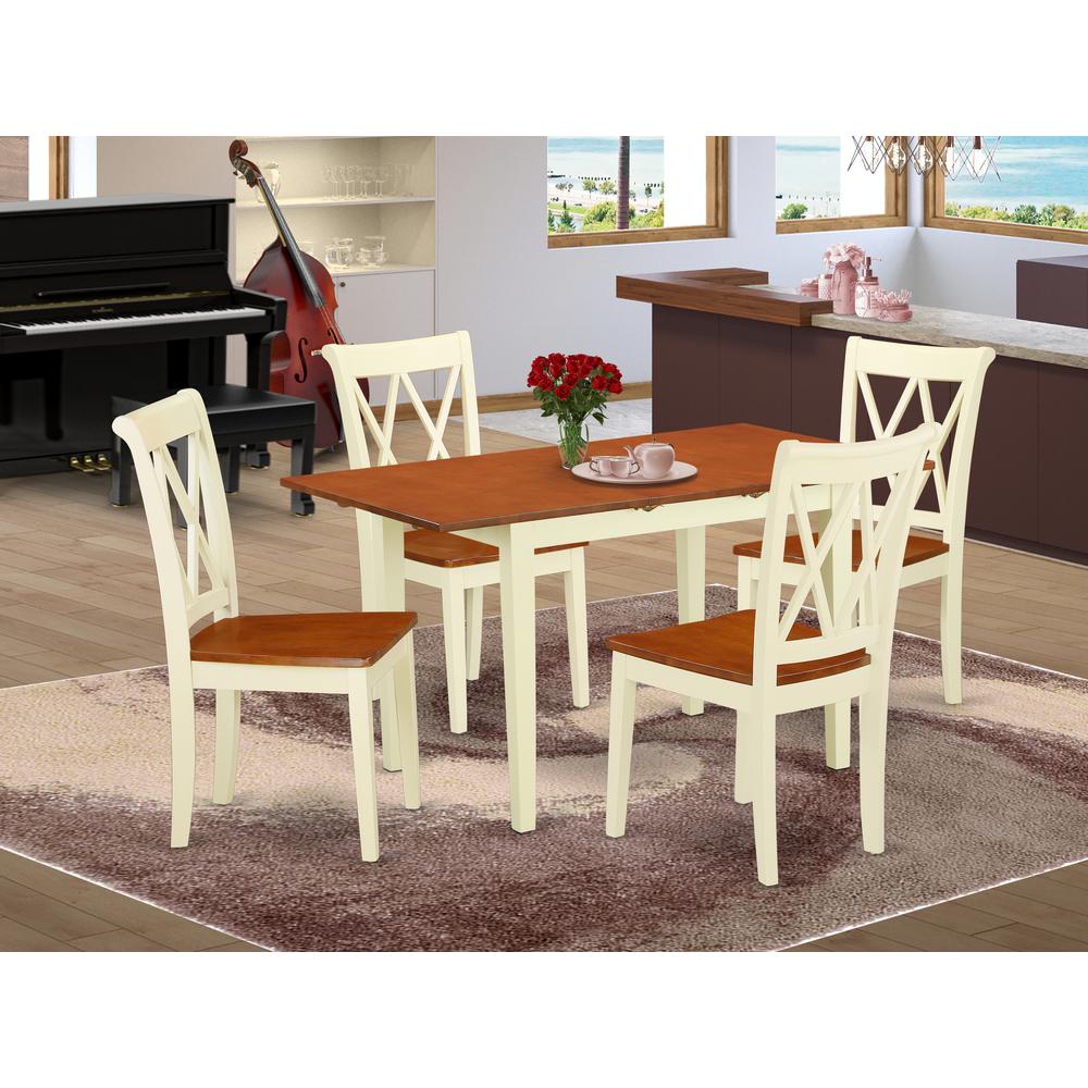 Dining Room Set Buttermilk & Cherry, NOCL5-BMK-W. Picture 2