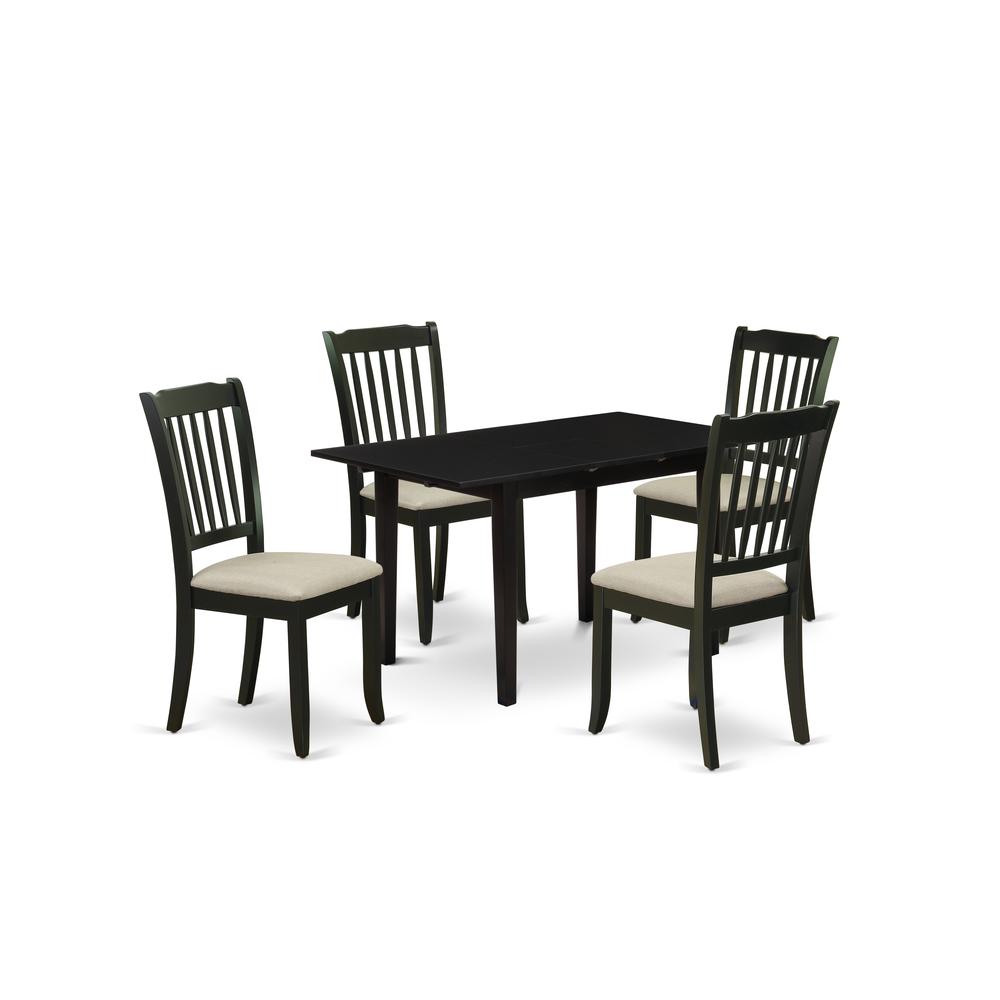 Dining Table- Dining Chairs, NODA5-BLK-C. Picture 1