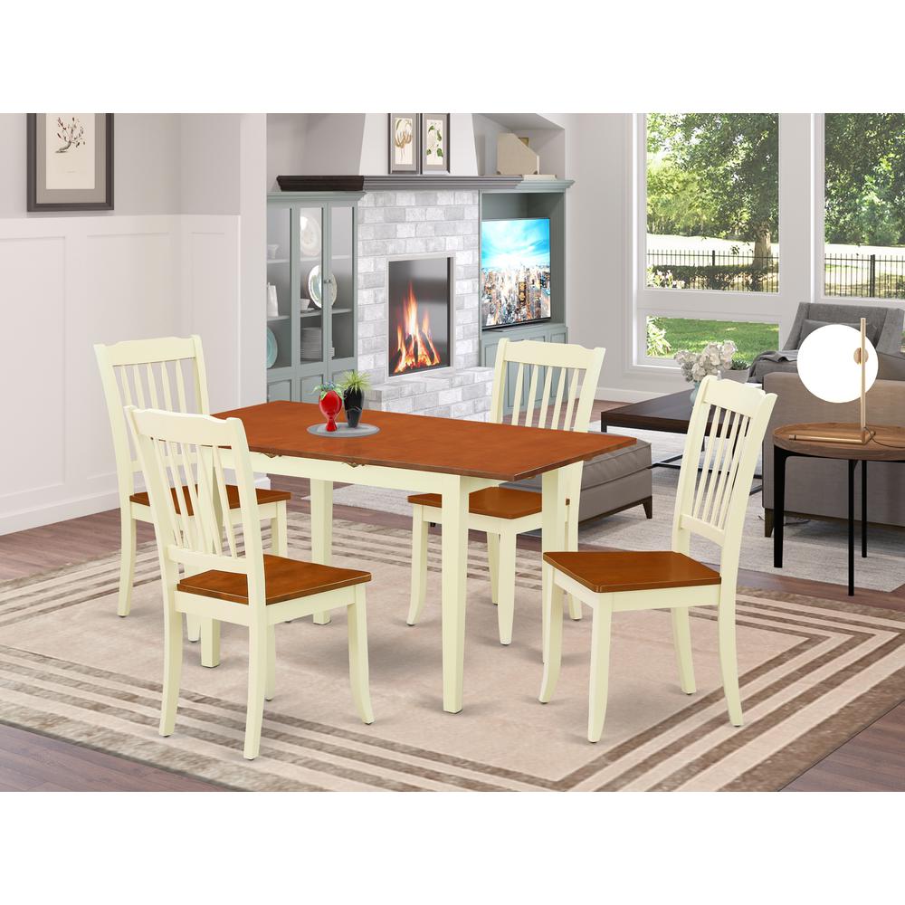Dining Room Set Buttermilk & Cherry, NODA5-BMK-W. Picture 2