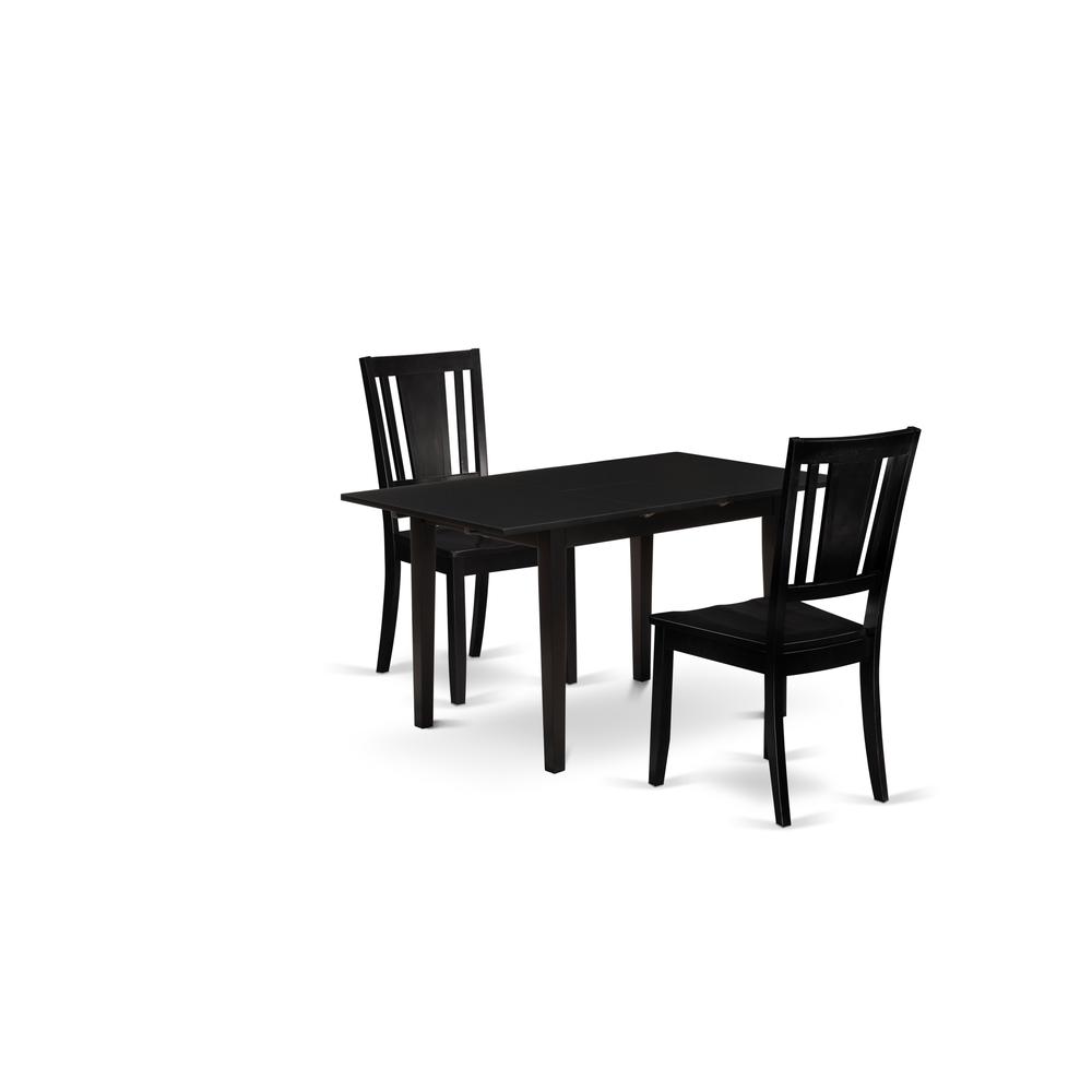 Dining Table- Dining Chairs, NODU3-BLK-W. Picture 1