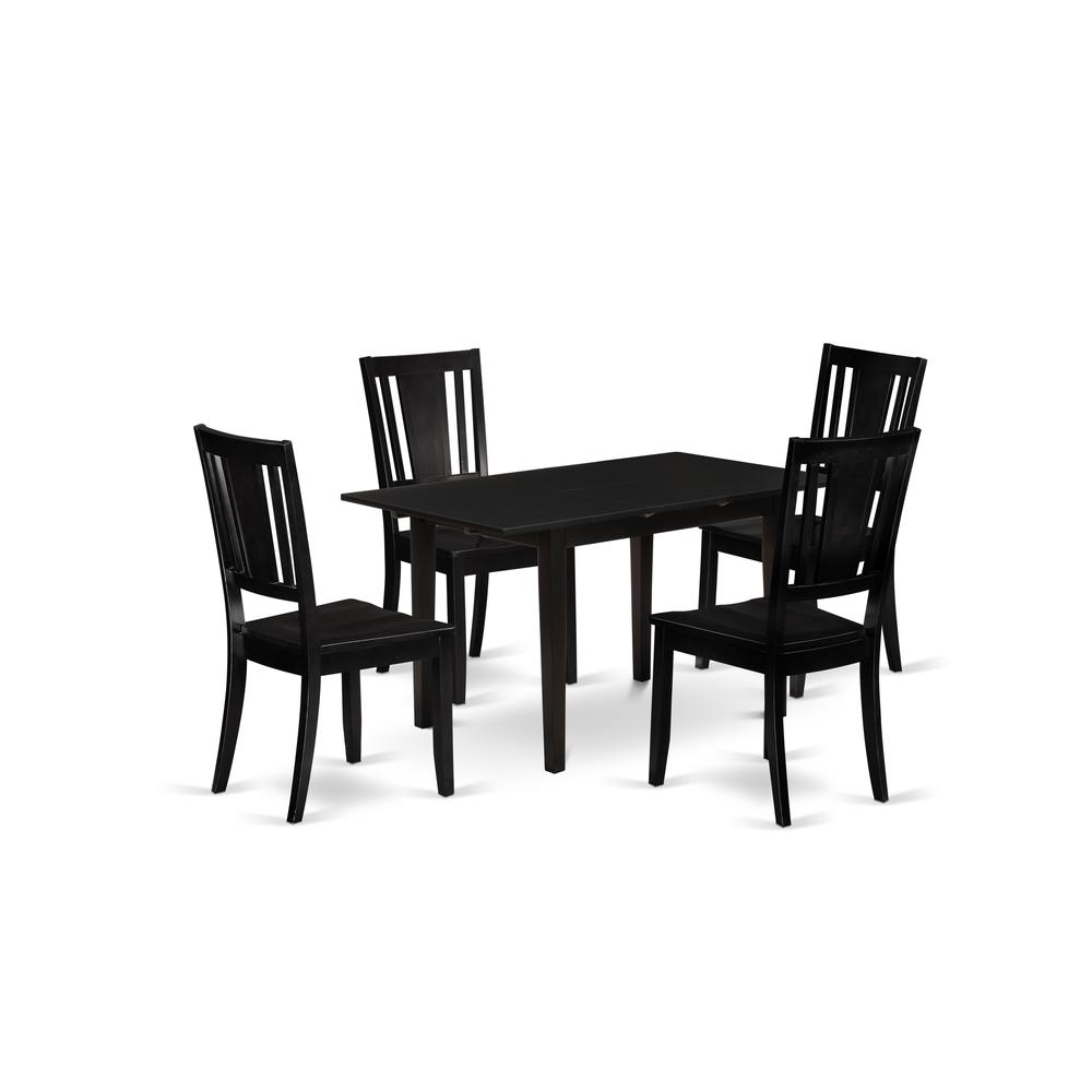 Dining Table- Dining Chairs, NODU5-BLK-W. Picture 1