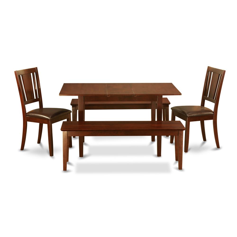 5  PC  Small  Kitchen  table  set  -  Table  with  Leaf  plus  2  Kichen  Chairs  and  2  Benches. Picture 1