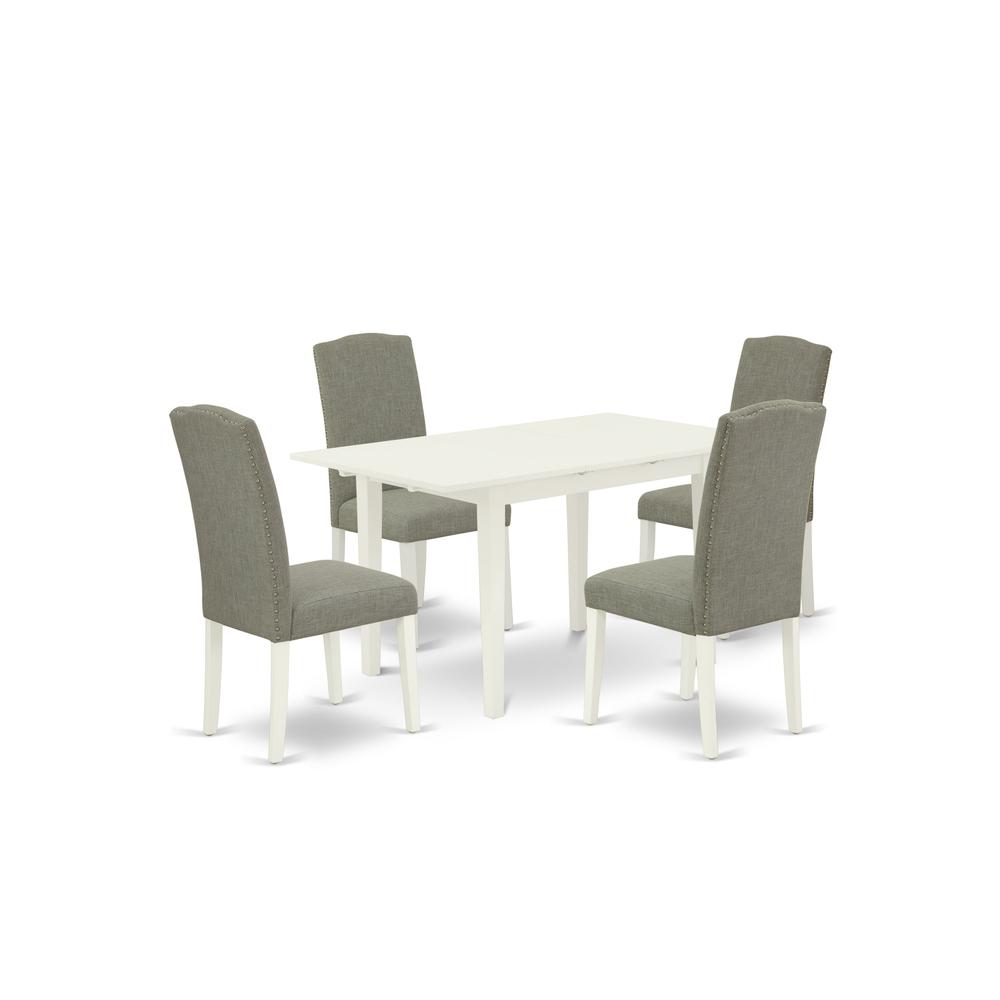Dining Table- Parson Chairs, NOEN5-LWH-06. Picture 1