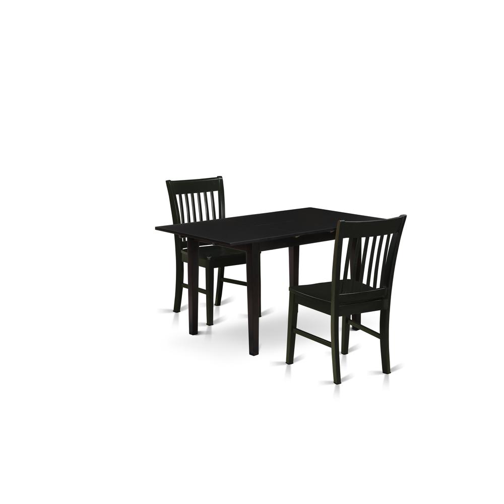 Dining Table- Dining Chairs, NOFK3-BLK-W. Picture 1