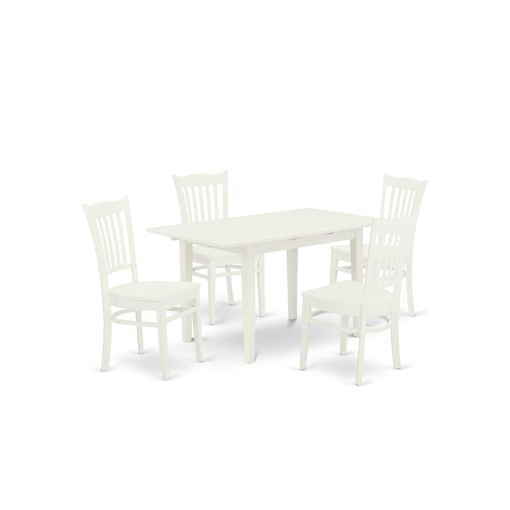 Dining Table- Dining Chairs, NOGR5-WHI-W. Picture 1