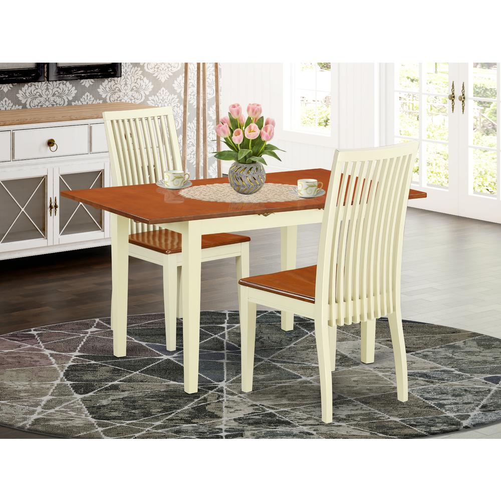 Dining Room Set Buttermilk & Cherry, NOIP3-BMK-W. Picture 2