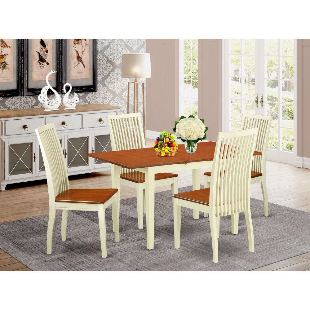 Dining Room Set Buttermilk & Cherry, NOIP5-BMK-W. Picture 2