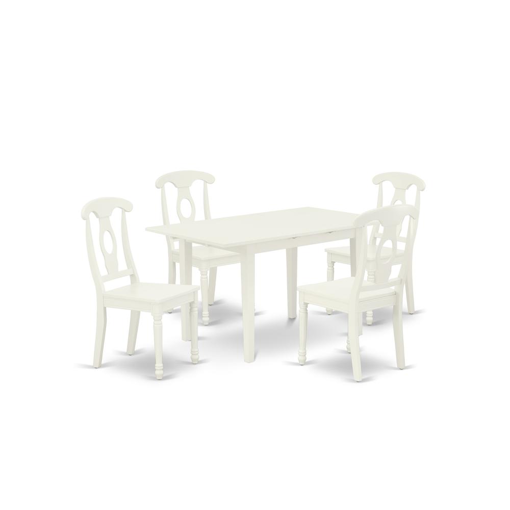 Dining Table- Dining Chairs, NOKE5-LWH-W. Picture 1