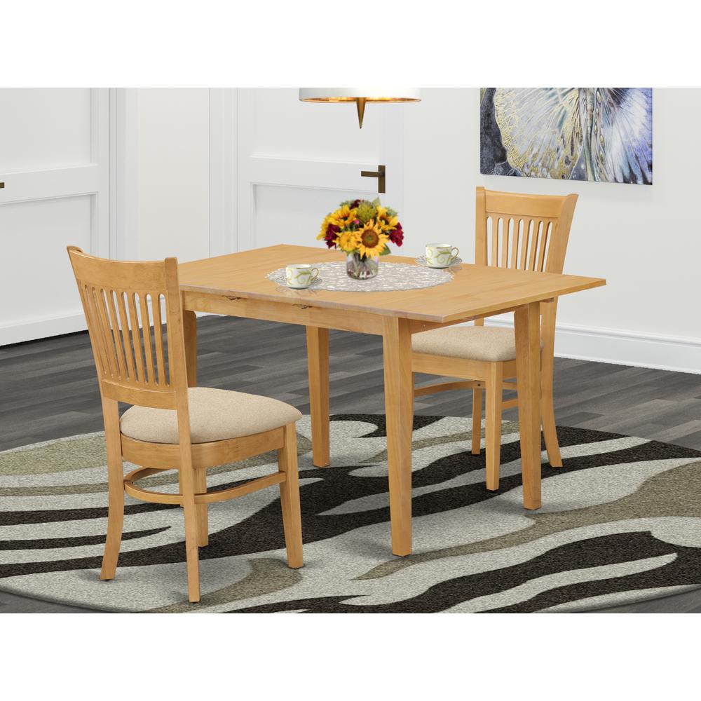 NOVA3-OAK-C 3 Pc Dining room set - small Dining Table and 2 dinette Chairs. Picture 2