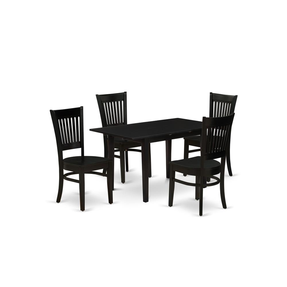 Dining Table- Dining Chairs, NOVA5-BLK-W. Picture 1