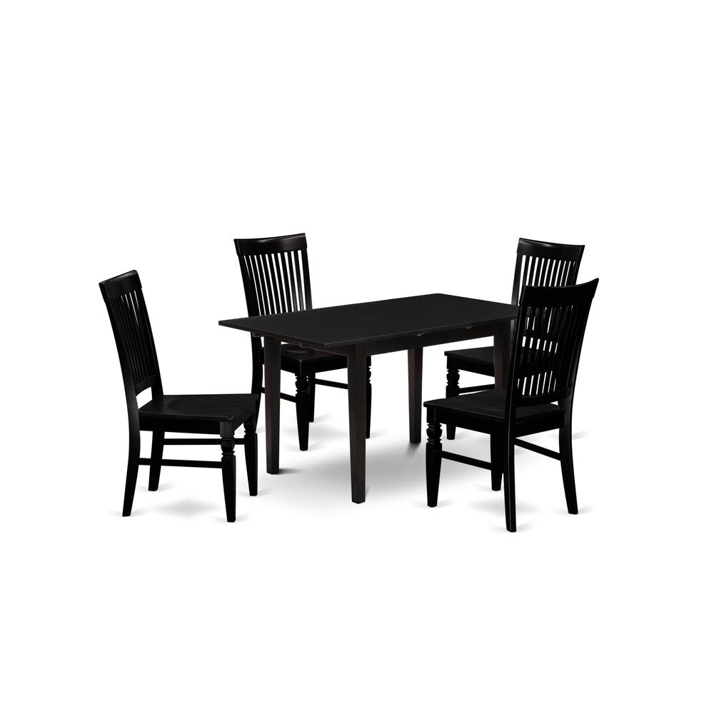 Dining Table- Dining Chairs, NOWE5-BLK-W. Picture 1