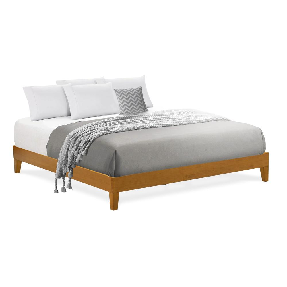 NVP-23-K King Size Bed Frame with 4 Hardwood Legs and 2 Extra Center Legs - Oak Finish. Picture 1