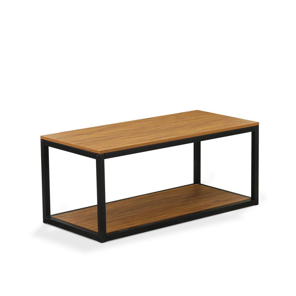 Norwich Coffee Table for Living Room, Mid Century Modern Coffee Table in Powder Coating Black Color and Brown Wood Laminate. Picture 1