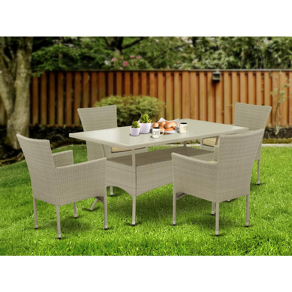Wicker Patio Set Natural Linen, OSBK5-03A. Picture 4