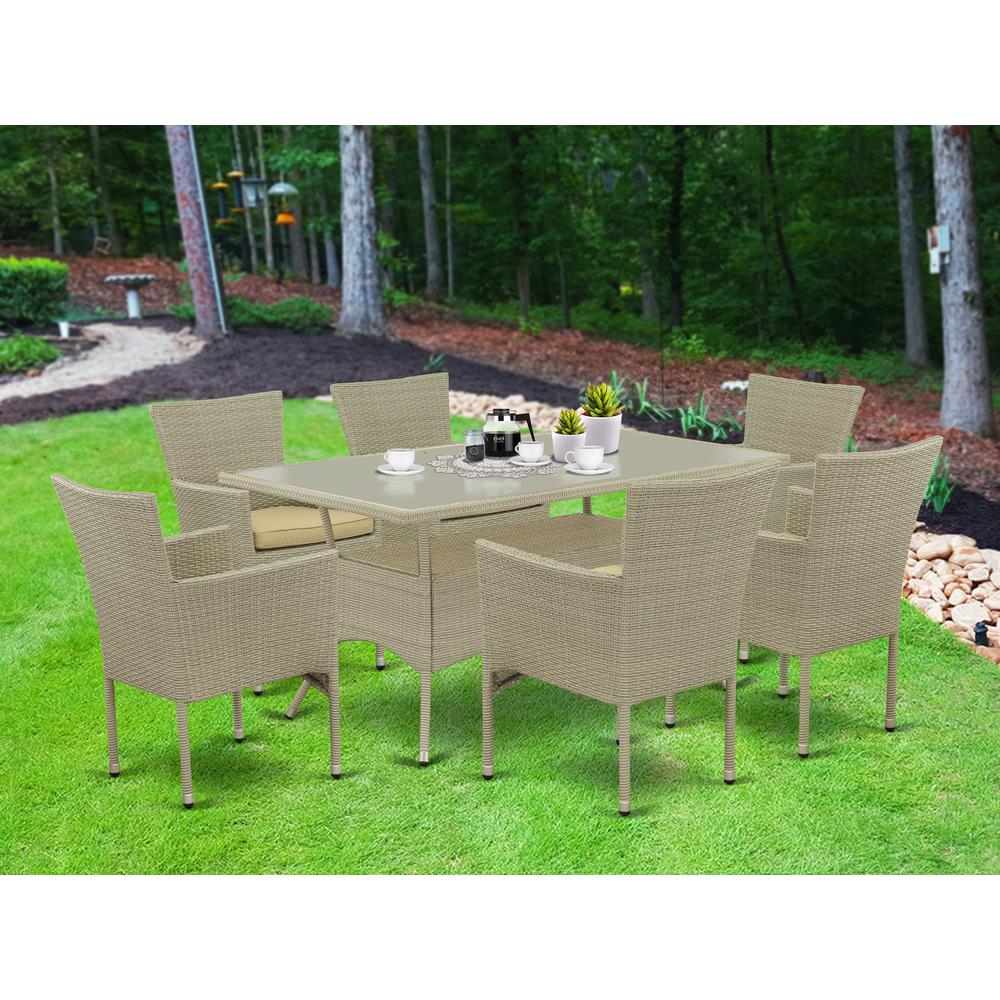 Wicker Patio Set Natural Linen, OSBK7-03A. Picture 2