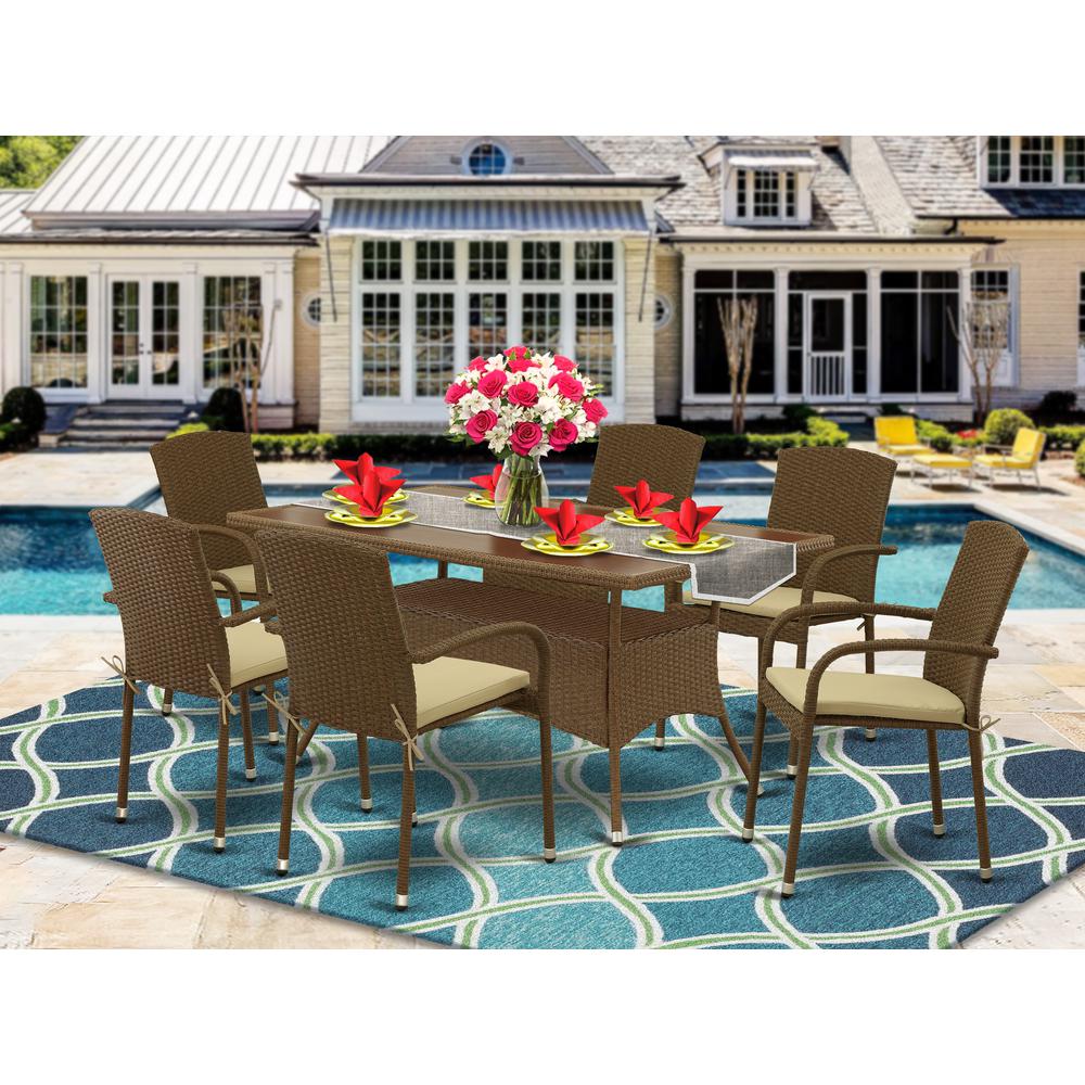 Wicker Patio Set Brown, OSJU7-02A. Picture 4