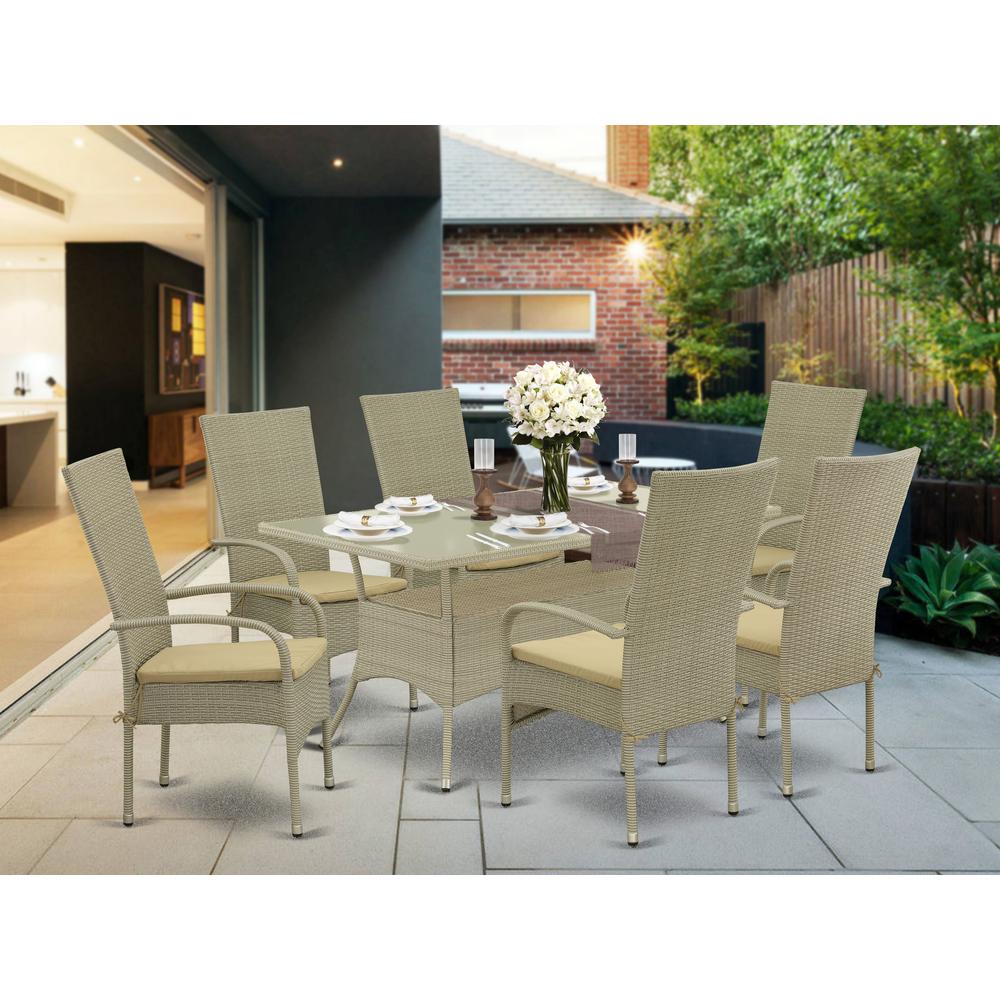 Wicker Patio Set Natural Linen, OSOS7-03A. Picture 2