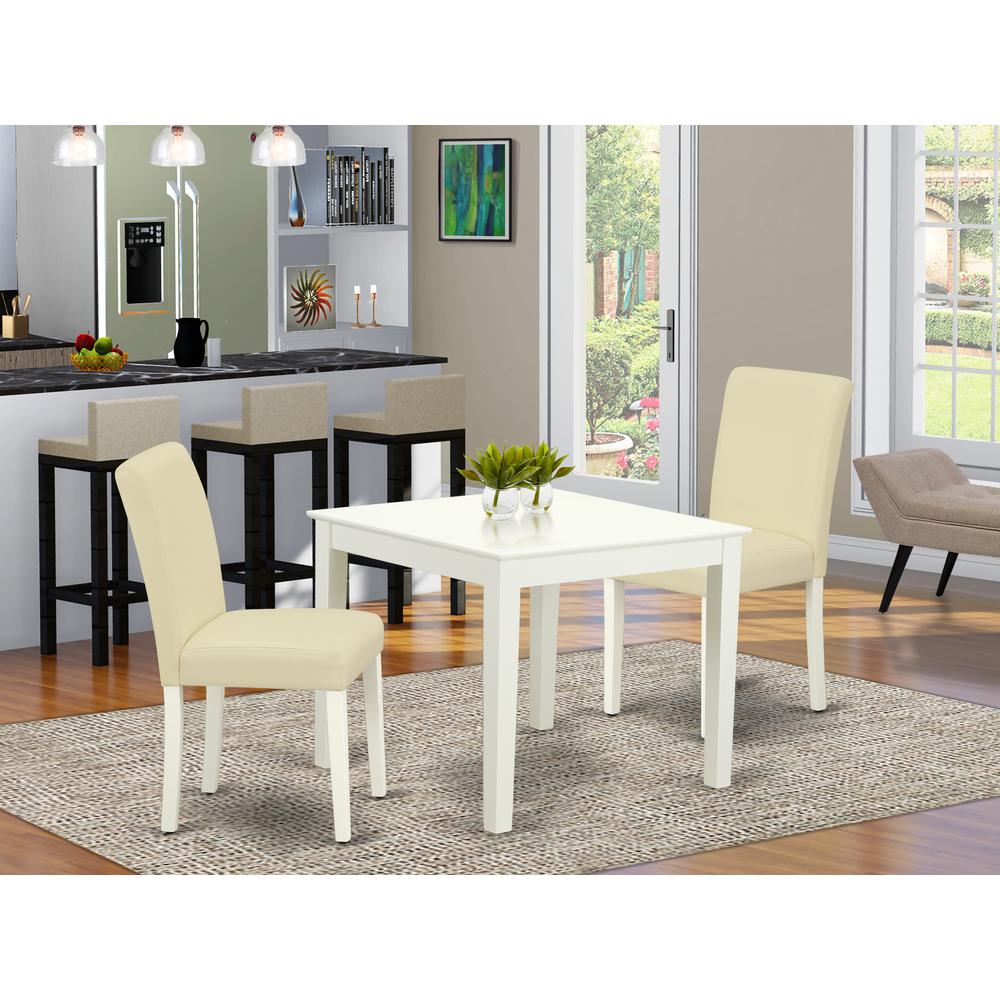 Dining Room Set Linen White, OXAB3-LWH-64. Picture 2