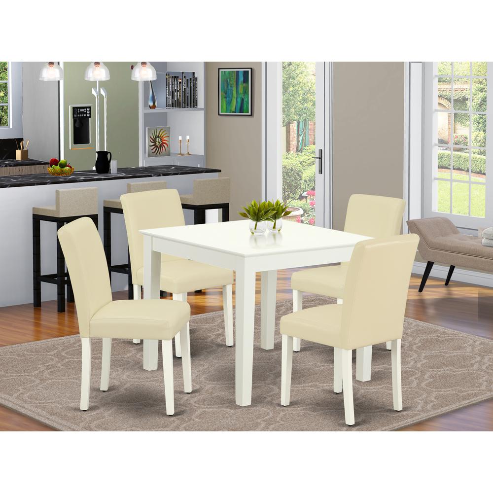 Dining Room Set Linen White, OXAB5-LWH-64. Picture 2