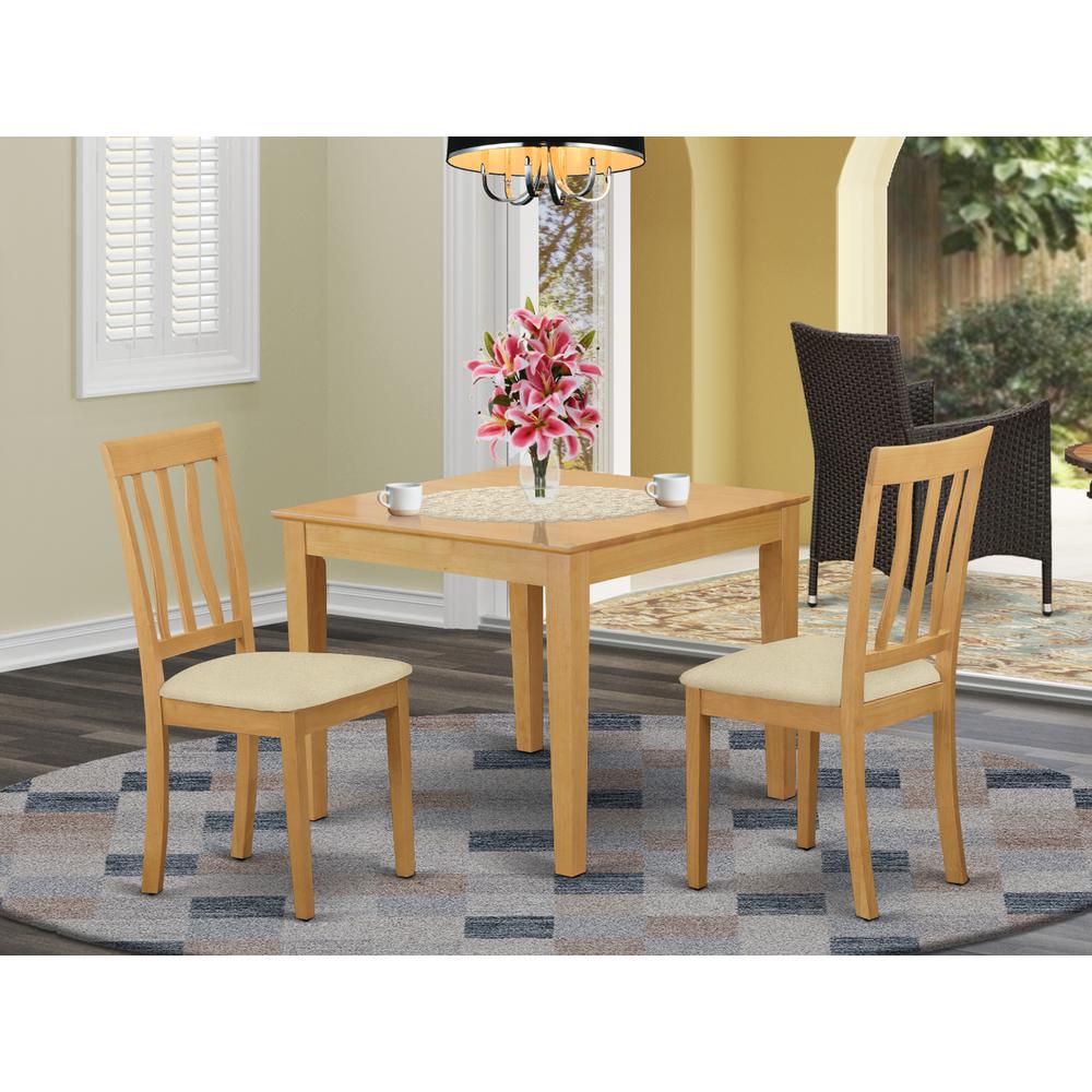 OXAN3-OAK-C 3 Pc Table and Chairs set - Table and 2 Dining Chairs. Picture 2