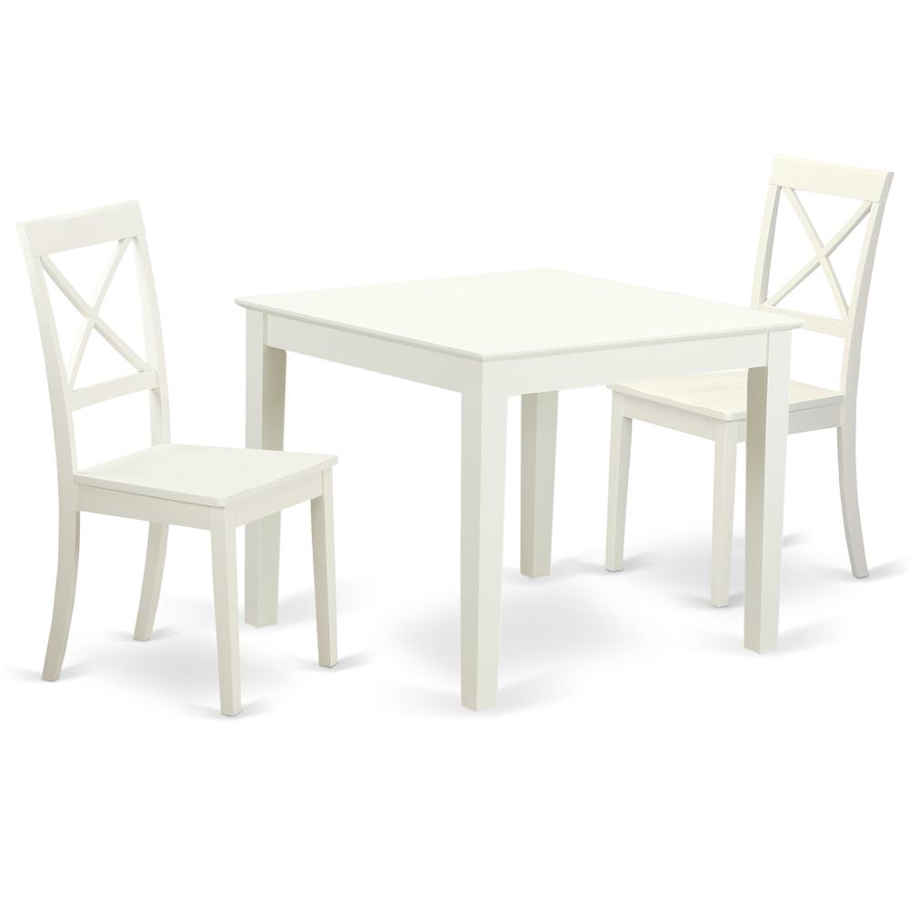 3  Pcsquare  Kitchen  Table  and  2  Wood  Kitchen  Dining  Chairs  in  Linen  White. Picture 1