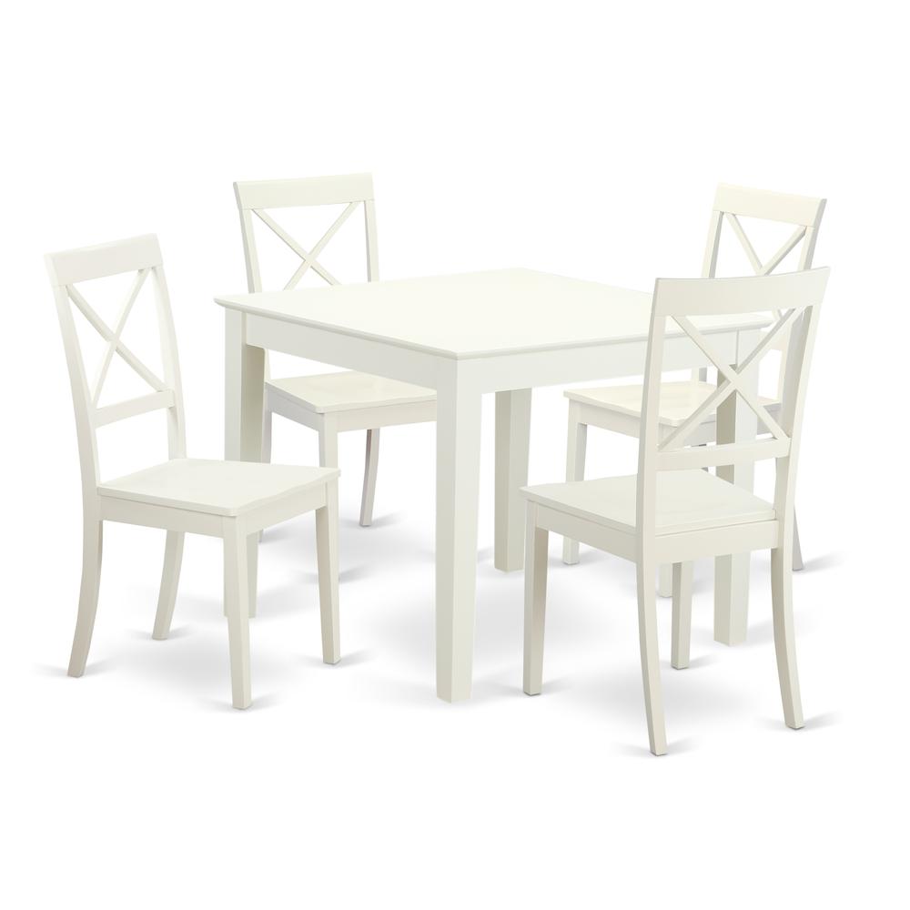 5  Pc  small  Kitchen  Table  set  and  4  hard  wood  Dining  Chairs.  in  Linen  White. Picture 1