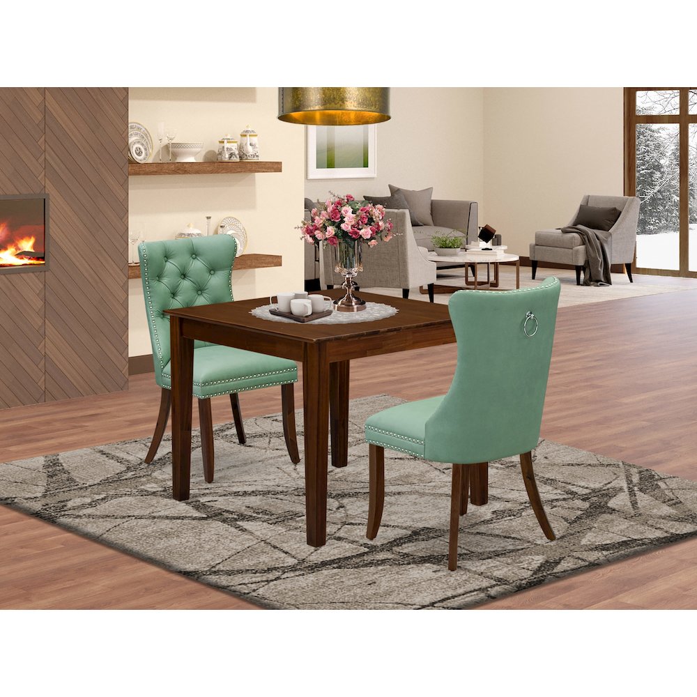 3 Piece Dining Room Table Set Contains a Square Solid Wood Table. Picture 2