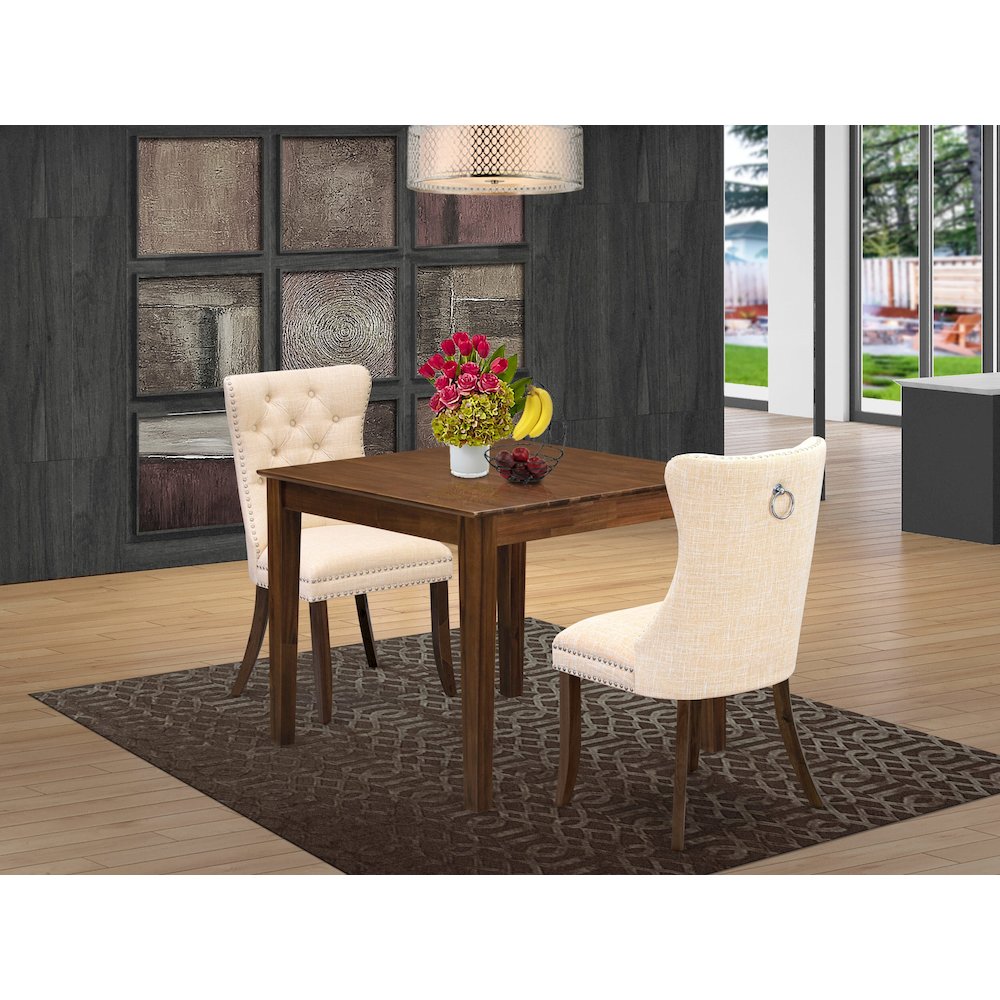 3 Piece Dining Room Table Set Consists of a Square Solid Wood Table. Picture 2