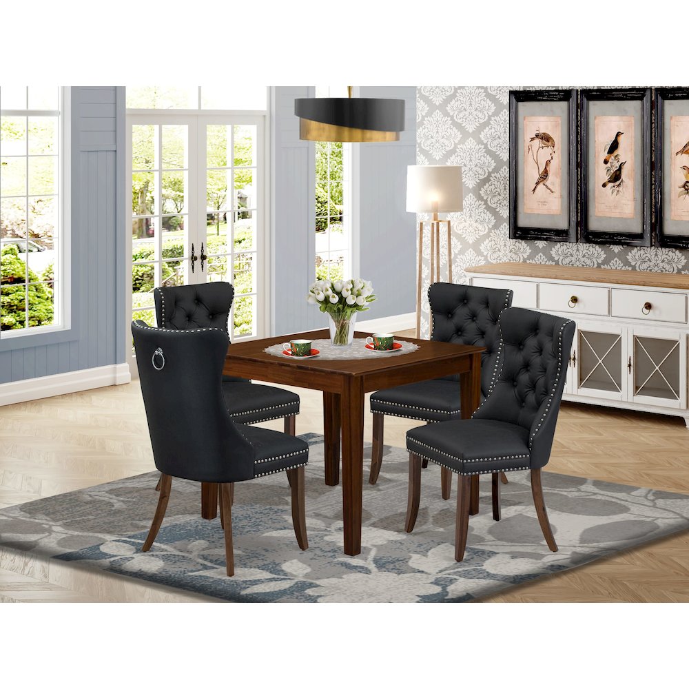 5 Piece Dining Room Furniture Set Contains a Square Solid Wood Table. Picture 2