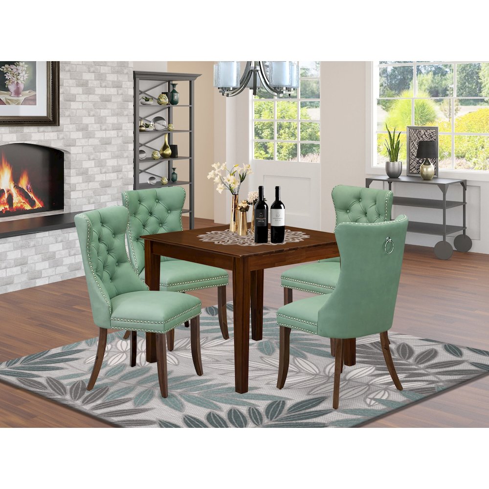 5 Piece Dining Room Furniture Set Consists of a Square Solid Wood Table. Picture 2