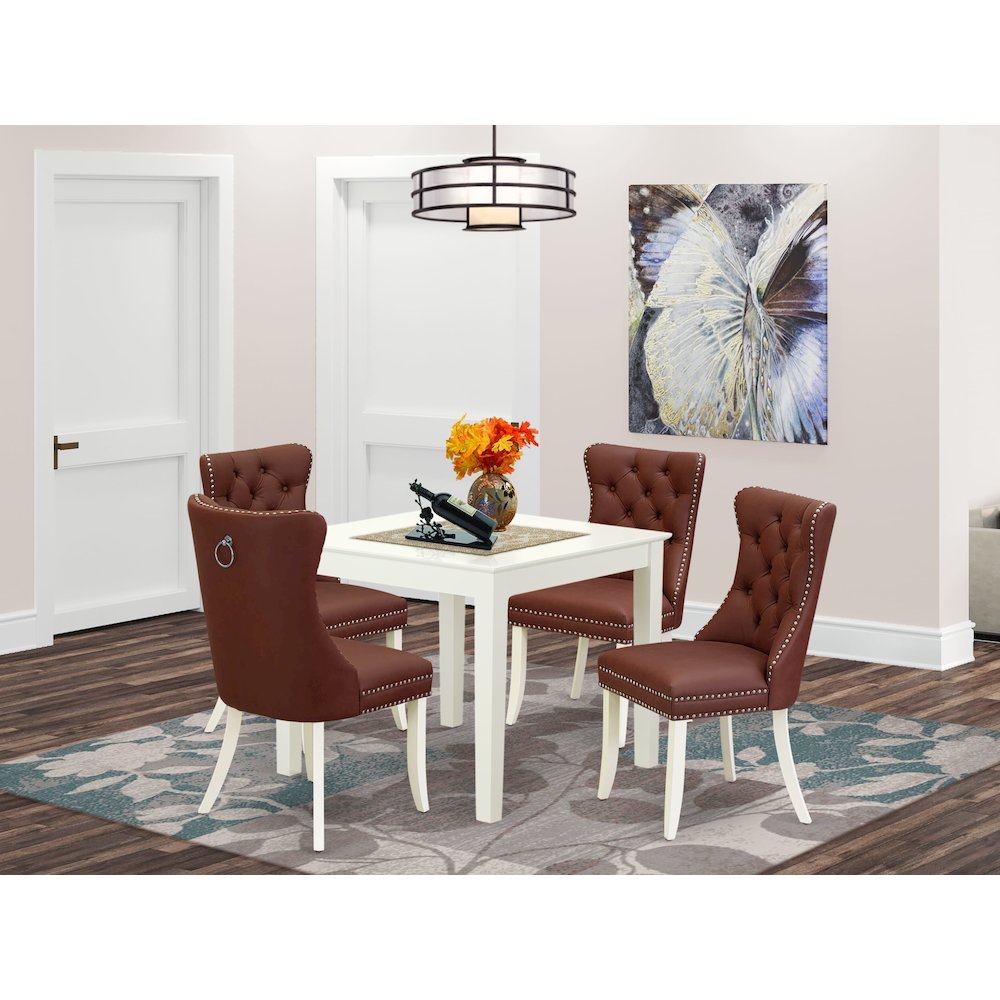 5 Piece Dining Room Furniture Set Consists of a Square Kitchen Dining Table. Picture 2
