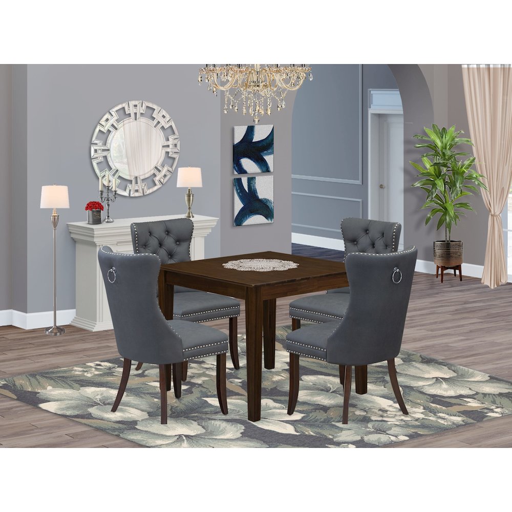 5 Piece Dining Room Table Set Consists of a Square Solid Wood Table. Picture 2