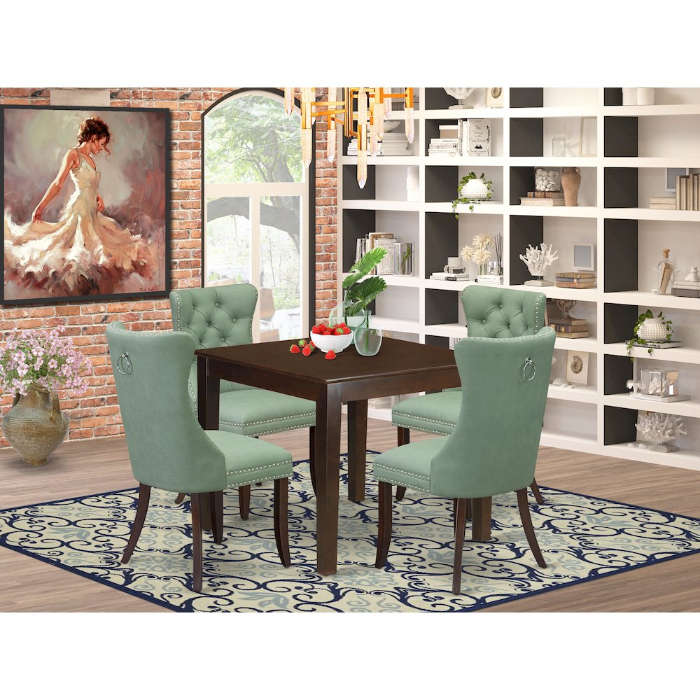 5 Piece Dining Table Set for Small Spaces Consists of a Square Kitchen Table. Picture 2