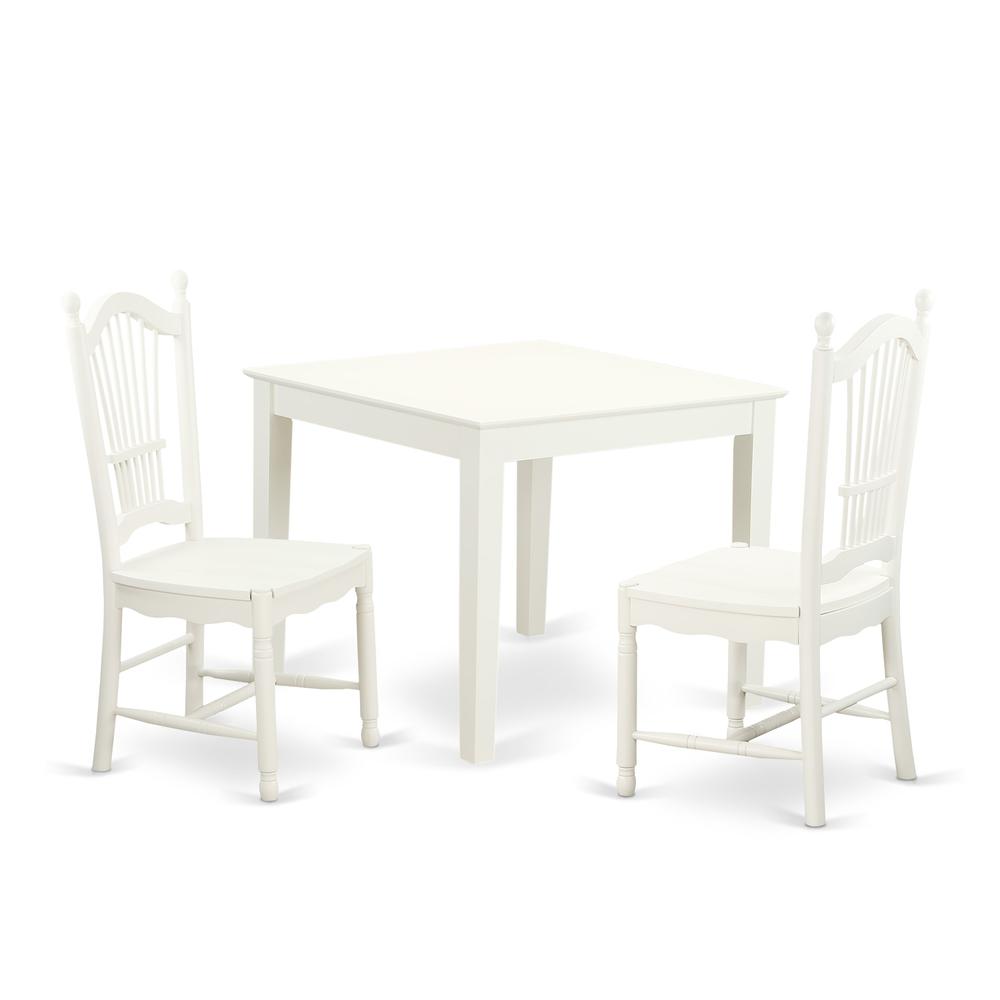 3  PC  small  Kitchen  Table  and  2  hard  wood  Kitchen  Dining  Chairs  in  Linen  White. Picture 1