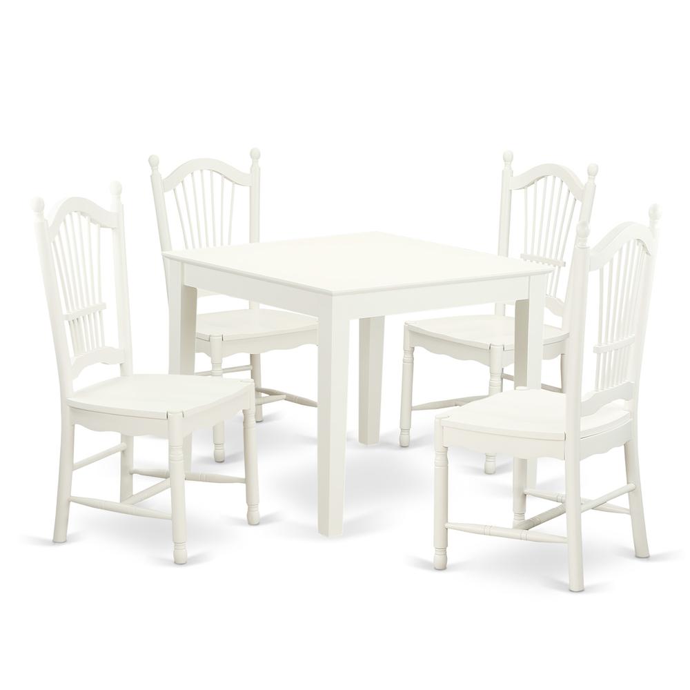 5  Pc  small  Kitchen  Table  and  4  hard  wood  Dining  Chairs  in  Linen  White. Picture 1