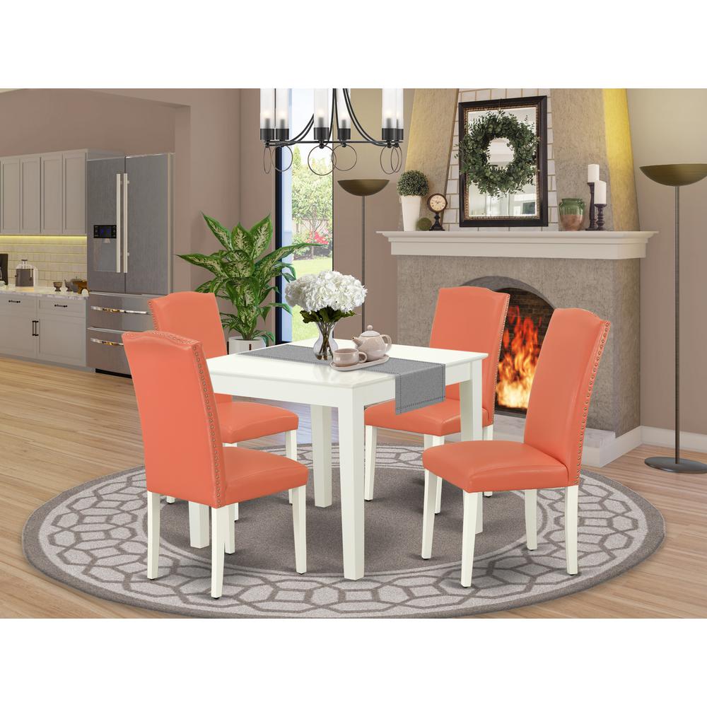 Dining Room Set Linen White, OXEN5-LWH-78. Picture 2