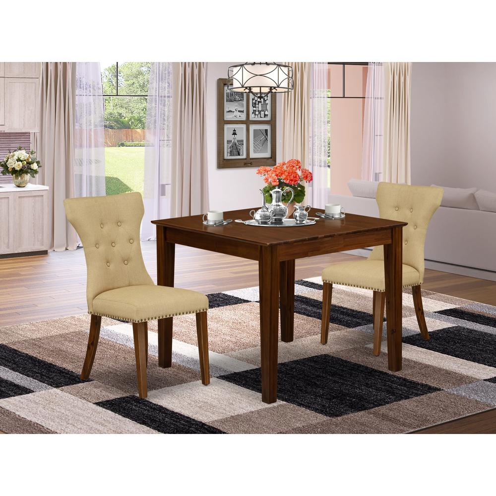 3 Pc Dining Set  Includes a Square Table and 2 Upholstered Chairs. Picture 7