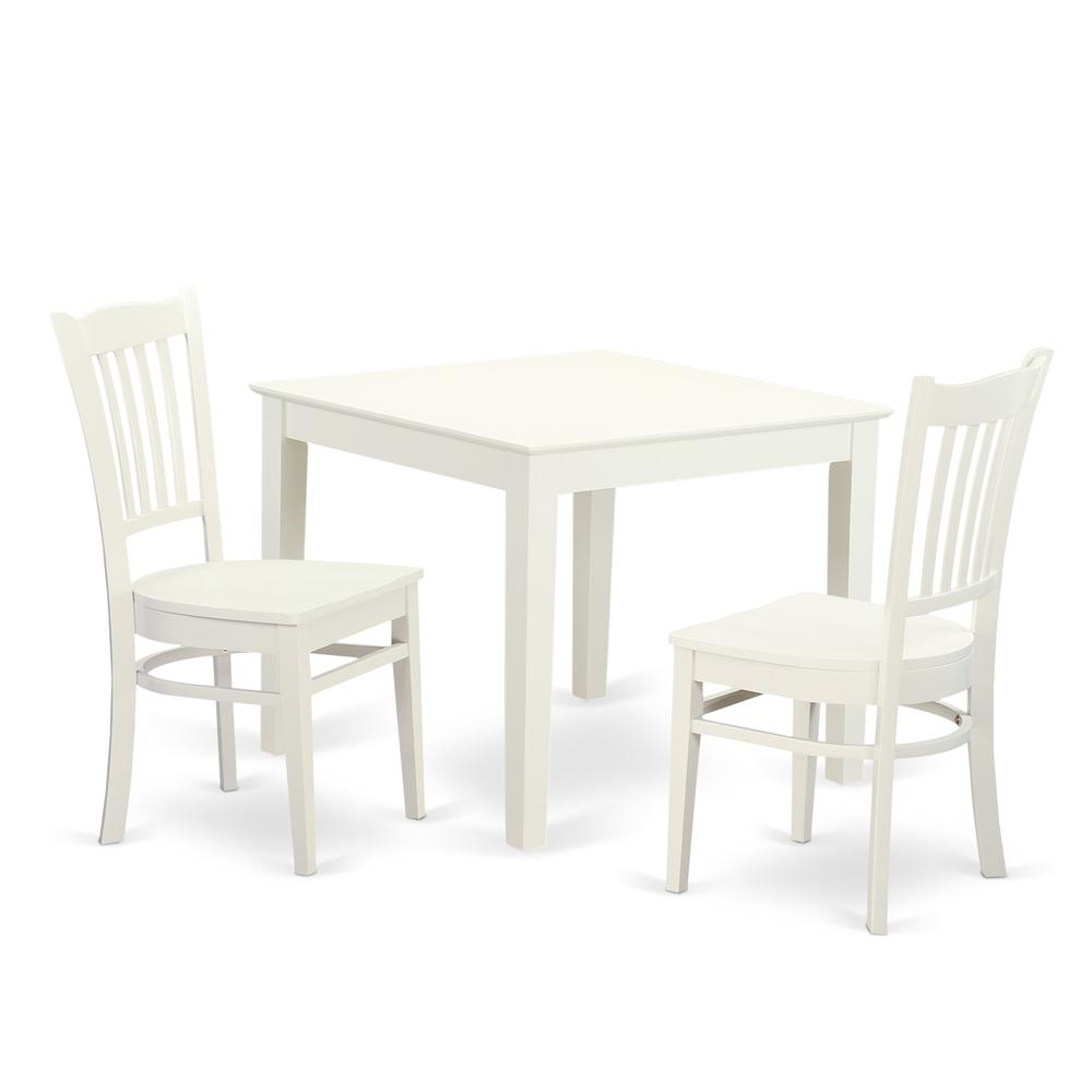 3  Pcbreakfast  nook  Table  and  2  Wood  Dining  room  chair  in  Linen  White. Picture 1