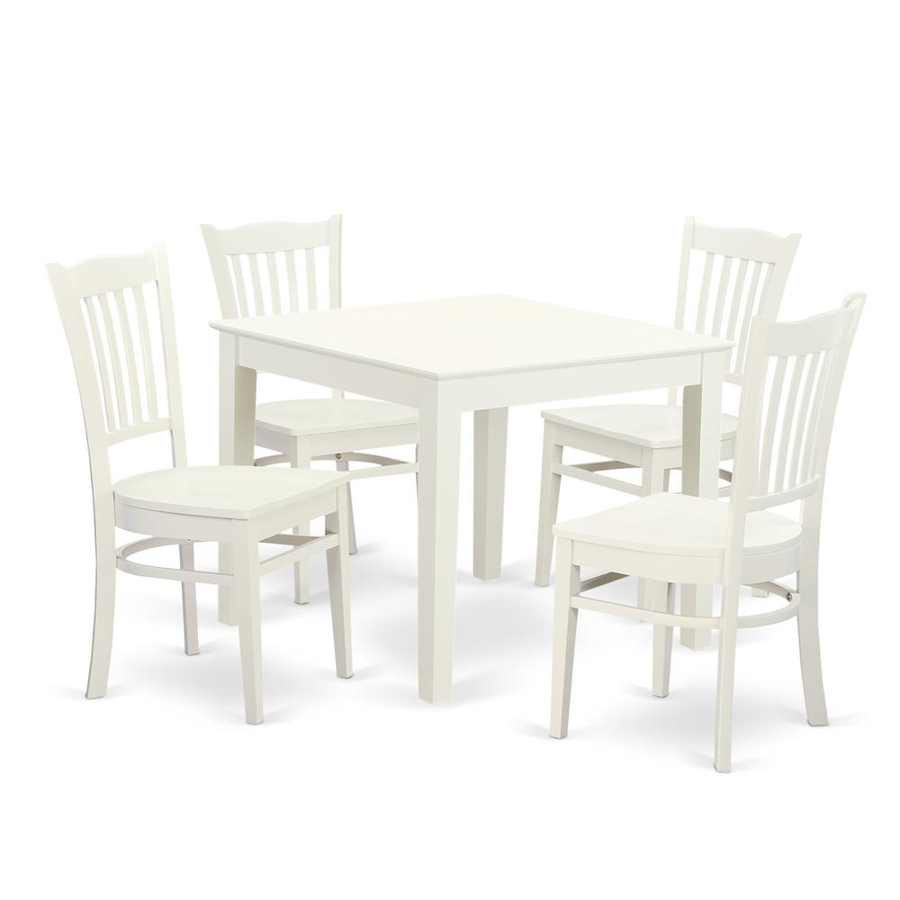 5  PC  Kitchen  Table  and  4  Wood  Dining  Chairs  in  Linen  White. Picture 1