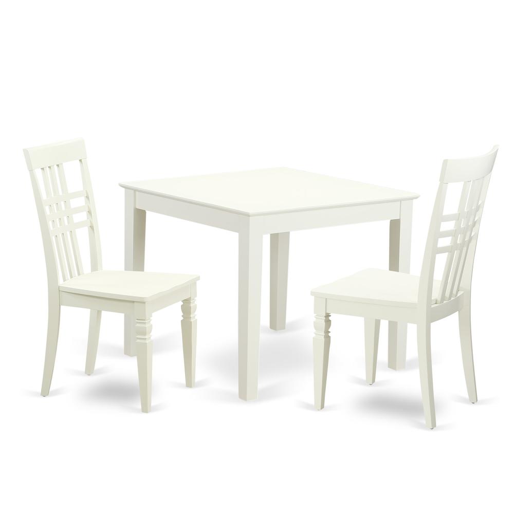 3  PC  Kitchen  Table  and  2  Wood  Dining  Chairs  in  Linen  White. Picture 1