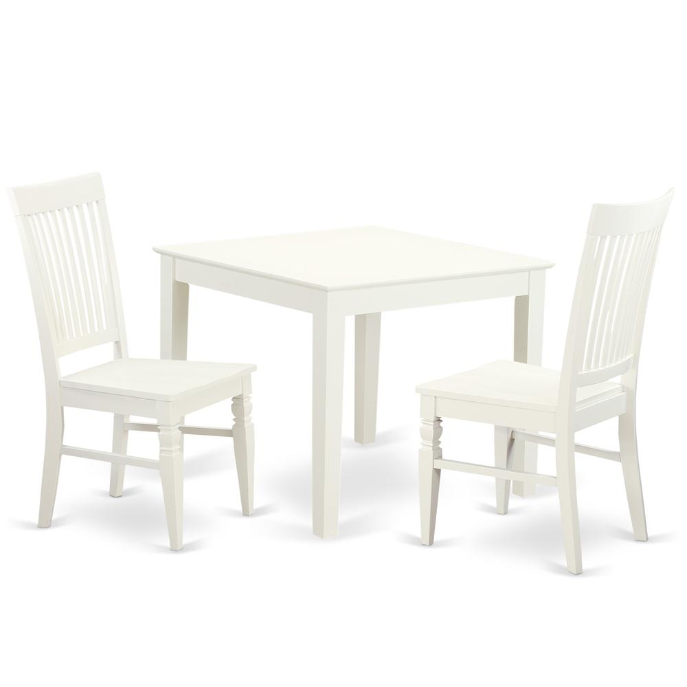 3  Pc  square  Kitchen  Table  and  2  hard  wood  Chairs  for  Dining  room  in  Linen  White. Picture 1