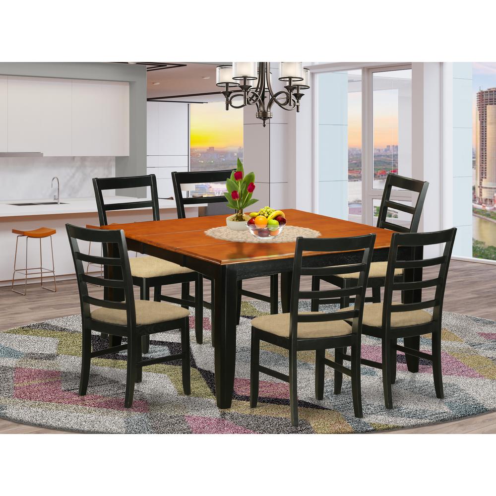 PARF7-BLK-C Pc formal Dining room set-Square Dining Table with